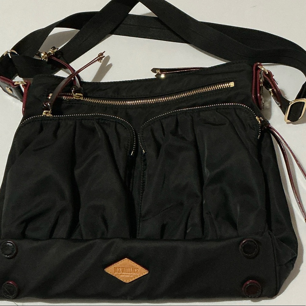 MZ Wallace Black Crossbody Bag with Gold Accents